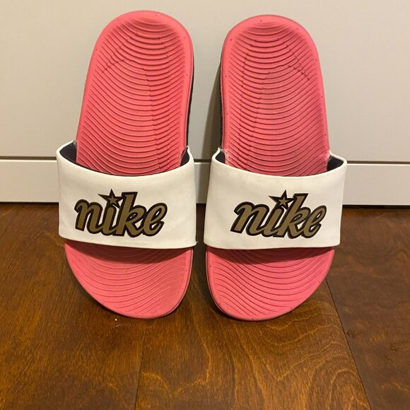 Nike Kawa Slide Sandals Hot Pink/White Girls Size 12 - Picture 2 of 4